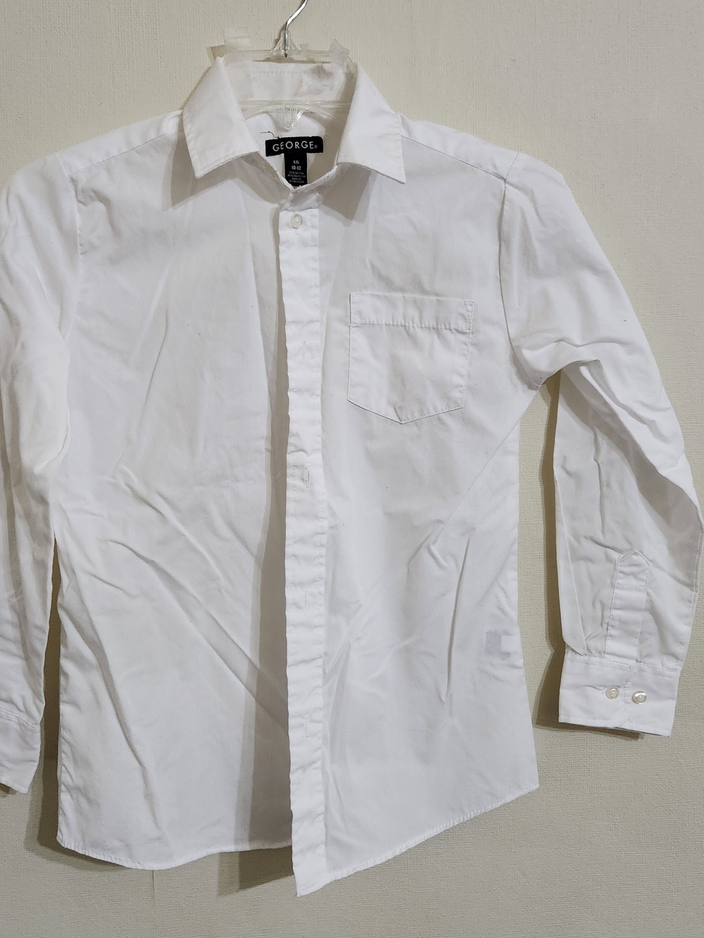 George White Button-Down Dress Shirt with Chest Pocket